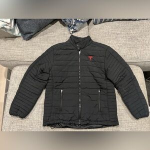 Tesla Unisex Black Puffer Jacket - Size Medium / Relaxed Fit